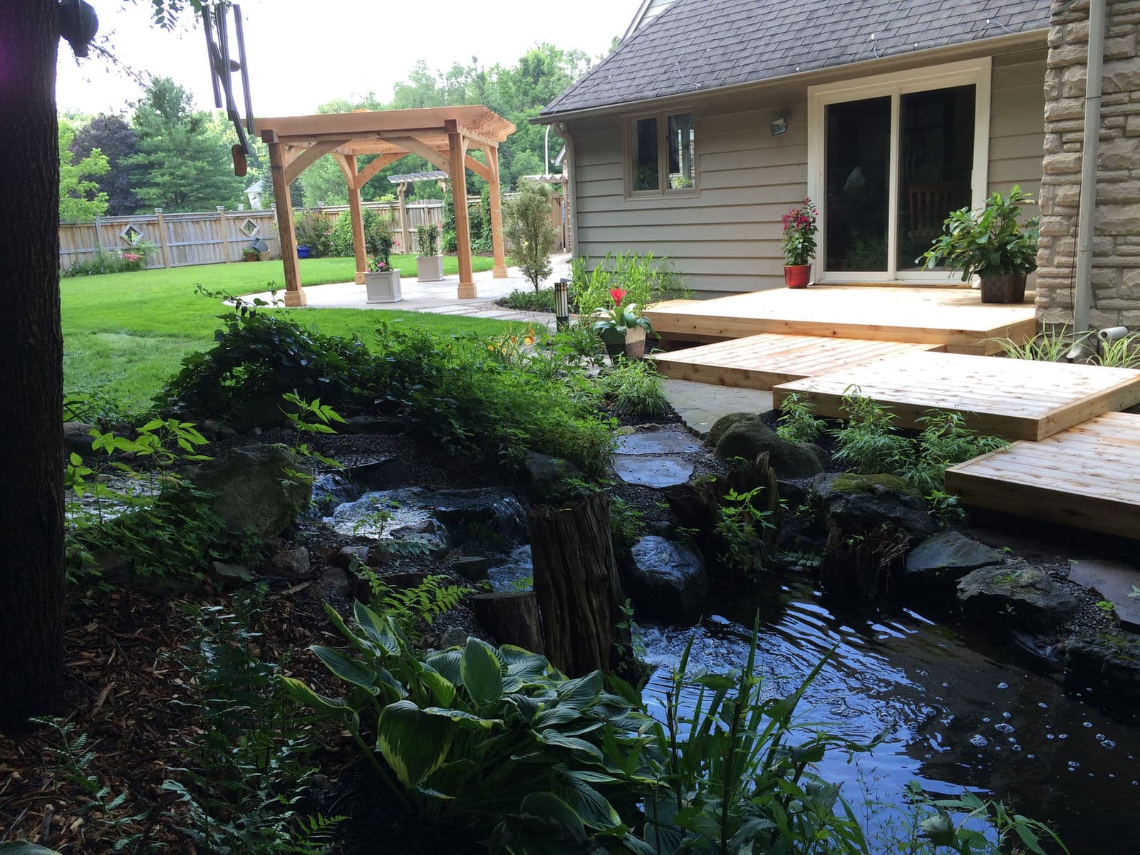 View of floating decks & shade